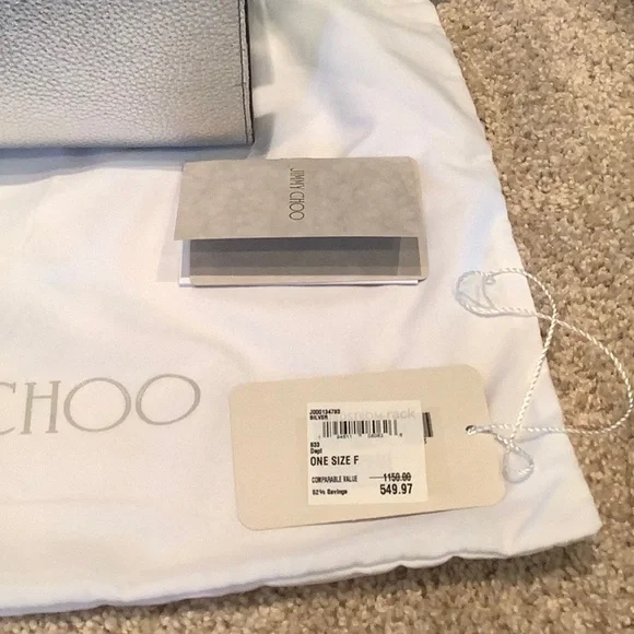 Jimmy Choo Silver Satchel with Structured Design and Top Handles - Picture 3 of 13